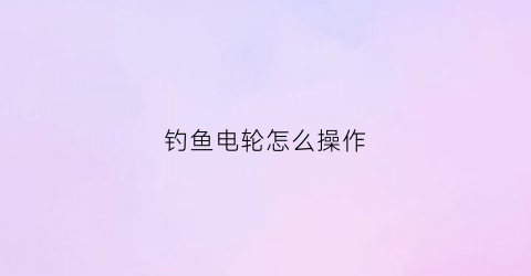 钓鱼电轮怎么操作(钓鱼电轮怎么操作图解)