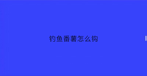 钓鱼番薯怎么钩(用番薯钓什么鱼)