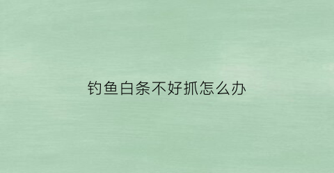钓鱼白条不好抓怎么办(钓白条不开口怎么办)