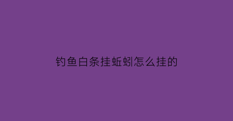 钓鱼白条挂蚯蚓怎么挂的(钓鱼白条挂蚯蚓怎么挂的图片)