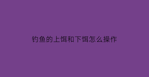钓鱼的上饵和下饵怎么操作(上饵是什么意思)