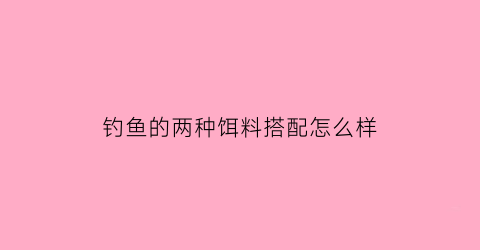 钓鱼的两种饵料搭配怎么样(钓饵搭配技巧)