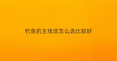 “钓鱼的主线该怎么选比较好(钓鱼主线怎么选择)