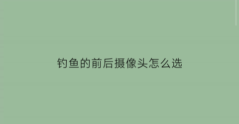 钓鱼的前后摄像头怎么选(钓鱼用的摄像头怎么放水里)