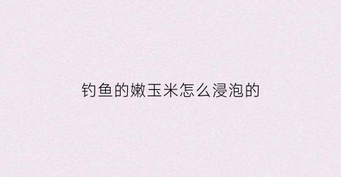 钓鱼的嫩玉米怎么浸泡的(钓鱼的嫩玉米怎么浸泡的呢)