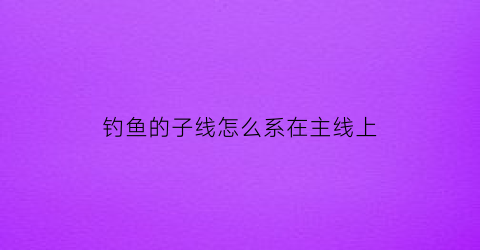 钓鱼的子线怎么系在主线上(钓鱼子线怎么连接主线)