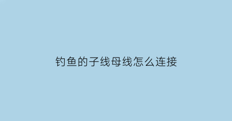 “钓鱼的子线母线怎么连接(钓鱼子线和母线有什么区别)