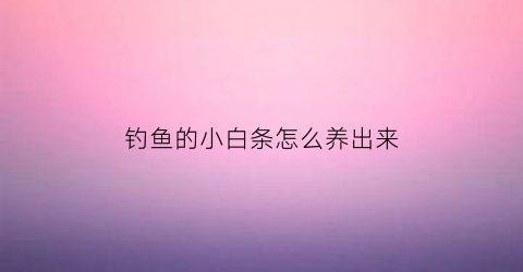 钓鱼的小白条怎么养出来(钓鱼的小白条怎么养出来视频)