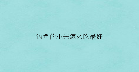 “钓鱼的小米怎么吃最好(钓鱼小米好还是大米好)