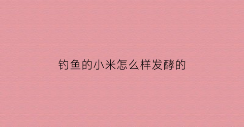 钓鱼的小米怎么样发酵的(小米怎么发酵以后才能钓鱼)