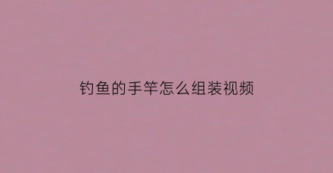 钓鱼的手竿怎么组装视频(手竿怎么组装教学)