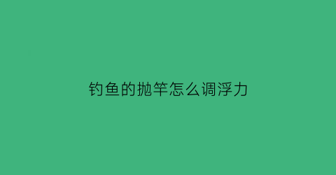 “钓鱼的抛竿怎么调浮力(钓鱼的抛竿怎么调浮力大)