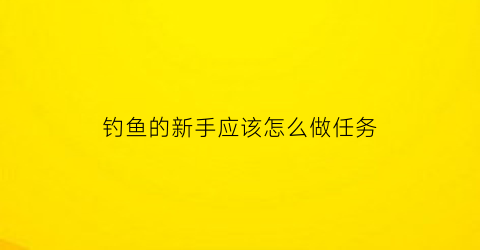 “钓鱼的新手应该怎么做任务(新手钓鱼人)