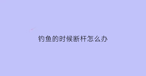 “钓鱼的时候断杆怎么办(钓鱼断竿的原因)