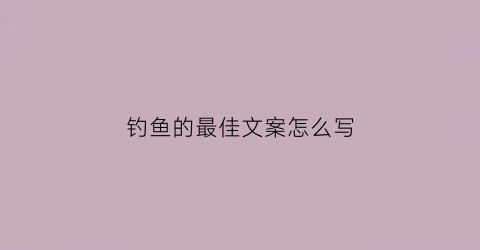 “钓鱼的最佳文案怎么写(钓鱼的最佳文案怎么写好)