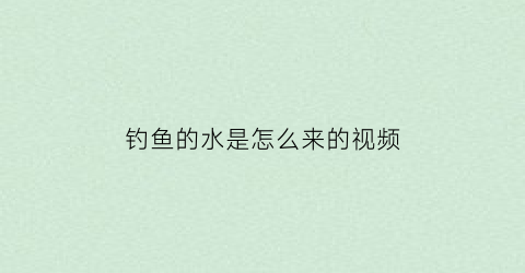 钓鱼的水是怎么来的视频