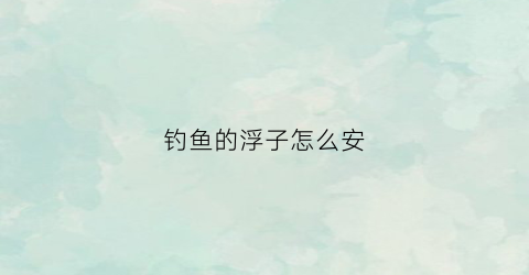 钓鱼的浮子怎么安(钓鱼鱼浮子怎么调视频)