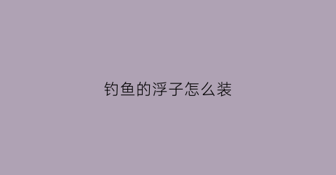 钓鱼的浮子怎么装