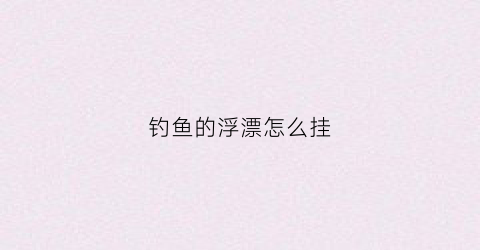 钓鱼的浮漂怎么挂(钓鱼浮漂怎么挂上去)