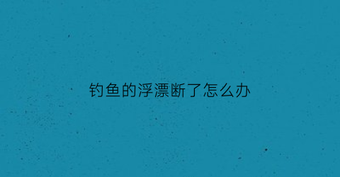 钓鱼的浮漂断了怎么办