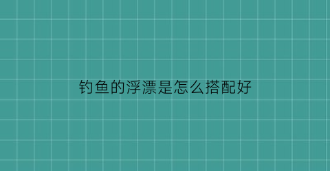 “钓鱼的浮漂是怎么搭配好(钓浮浮漂怎么选择)