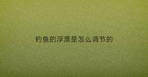 钓鱼的浮漂是怎么调节的(钓鱼的浮漂是怎么调节的视频)