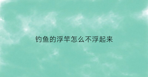 “钓鱼的浮竿怎么不浮起来(钓鱼竿的浮漂怎么不浮)