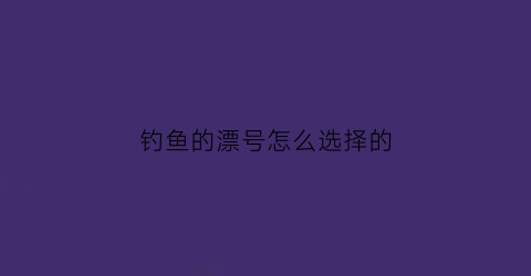 钓鱼的漂号怎么选择的(鱼漂号数)