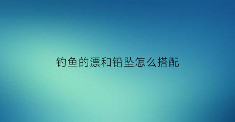 钓鱼的漂和铅坠怎么搭配(鱼漂和铅坠的配重比例)