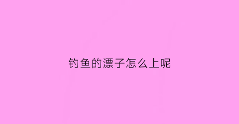 钓鱼的漂子怎么上呢(钓鱼的漂子怎么调试)