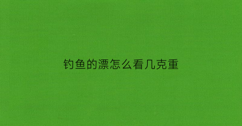 钓鱼的漂怎么看几克重