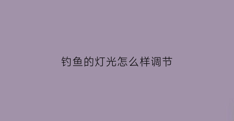 钓鱼的灯光怎么样调节(钓鱼灯光选择)
