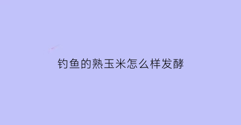 “钓鱼的熟玉米怎么样发酵(熟玉米钓鱼怎么泡制)