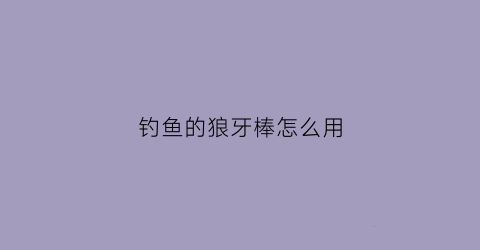 钓鱼的狼牙棒怎么用(钓鱼的狼牙棒怎么用的)