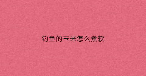 钓鱼的玉米怎么煮软