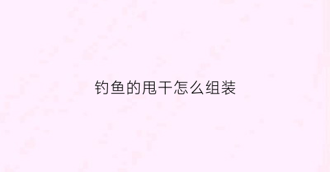 钓鱼的甩干怎么组装(钓鱼甩干安装方法视频教程)