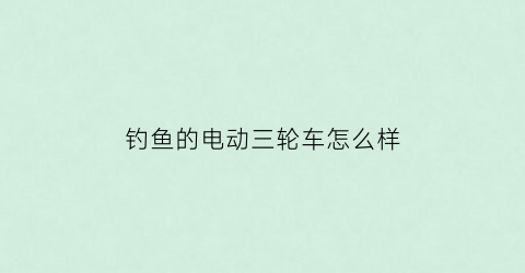 “钓鱼的电动三轮车怎么样(适合钓鱼的电动车还真难找)