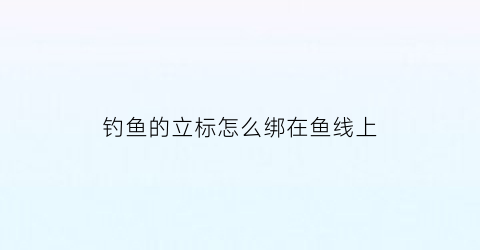 钓鱼的立标怎么绑在鱼线上