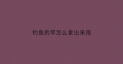 钓鱼的竿怎么拿出来用(钓鱼竿怎么弄视频)