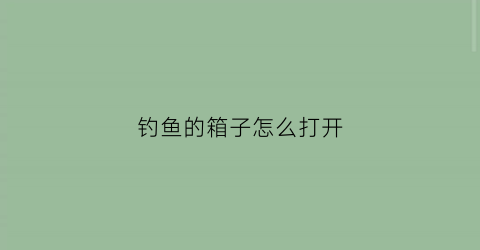 钓鱼的箱子怎么打开