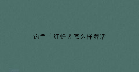 钓鱼的红蚯蚓怎么样养活