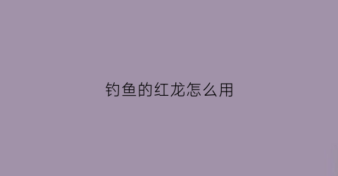 钓鱼的红龙怎么用(钓鱼的红龙怎么用视频)