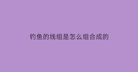 钓鱼的线组是怎么组合成的(钓鱼线组怎样搭配最好)