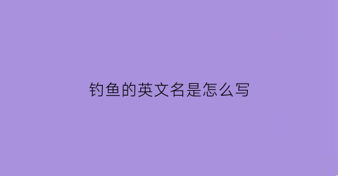 钓鱼的英文名是怎么写(钓鱼的名词英文怎么说)