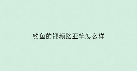 钓鱼的视频路亚竿怎么样(路亚视屏)