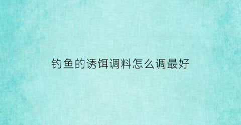 钓鱼的诱饵调料怎么调最好(钓鱼的诱饵怎么调制)