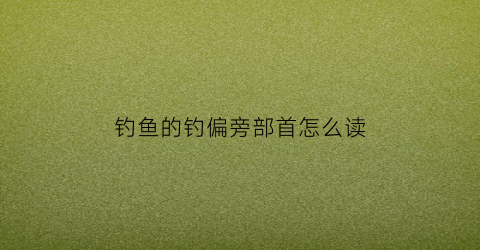 “钓鱼的钓偏旁部首怎么读(钓鱼的钓偏旁部首是什么)