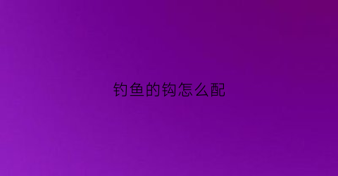 钓鱼的钩怎么配