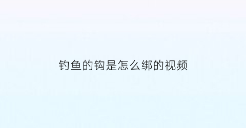 “钓鱼的钩是怎么绑的视频(钓鱼的钩子怎么绑视频)