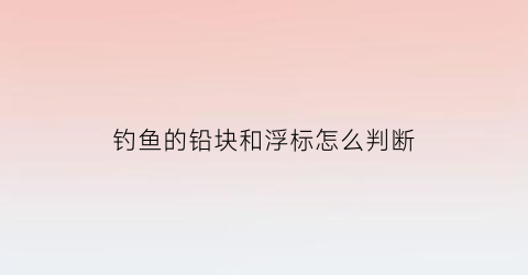 “钓鱼的铅块和浮标怎么判断(钓鱼的铅块和浮标怎么判断的)